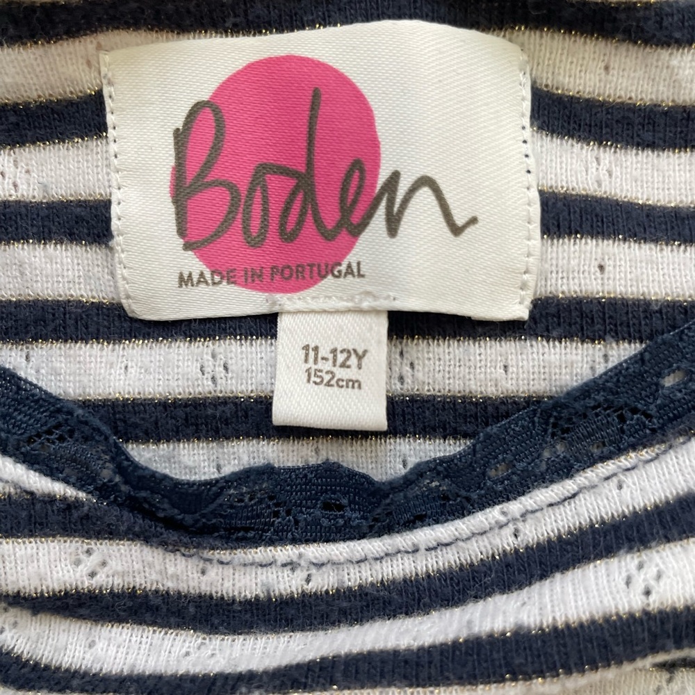 Mini Boden Navy/Gold Striped Shirt